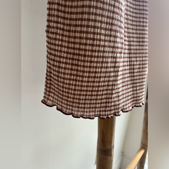 Aritzia Wilfred Jazz Mini Dress in Brown Gingham | size small - Picture 6 of 6